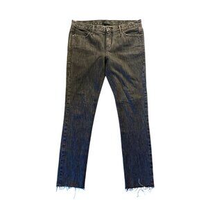 Rta Distressed Slim Fit Ankle Jeans in Washed Black